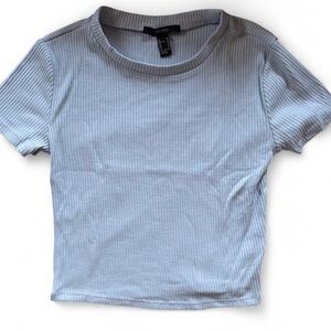Forever 21 Baby Blue Ribbed Short Sleeve